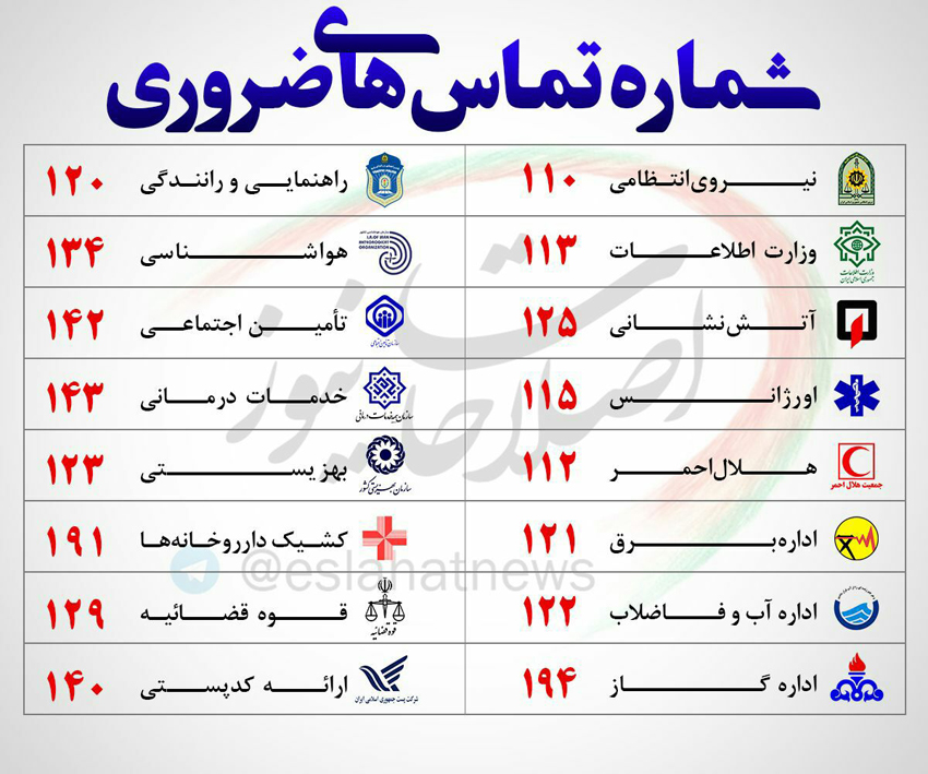 شماره تلفن ضروری