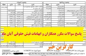 پاسخ سوالات مکرر همکاران و ابهامات فیش حقوقی آبان ماه